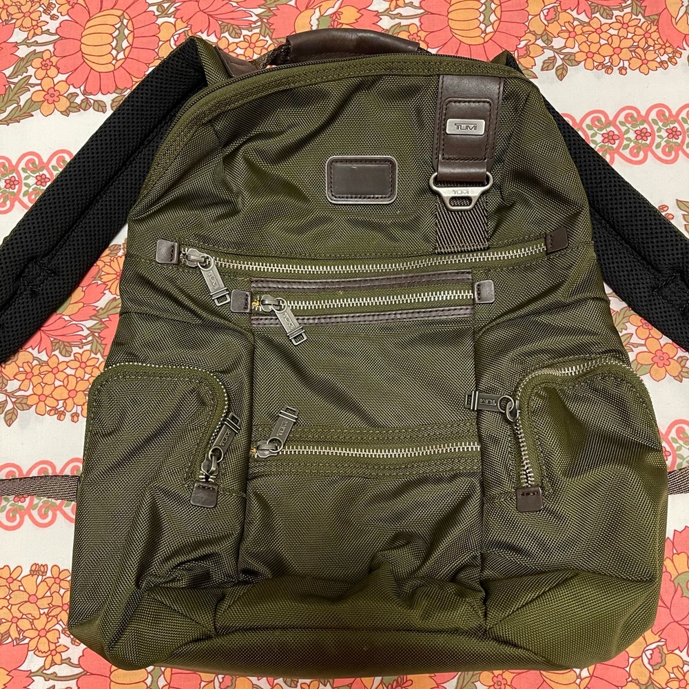 Tumi Olive Green Alpha Bravo backpack